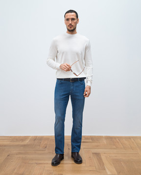 Stefano Ricci Blue jeans with a metal eagle head emblem MST51B3150T0177