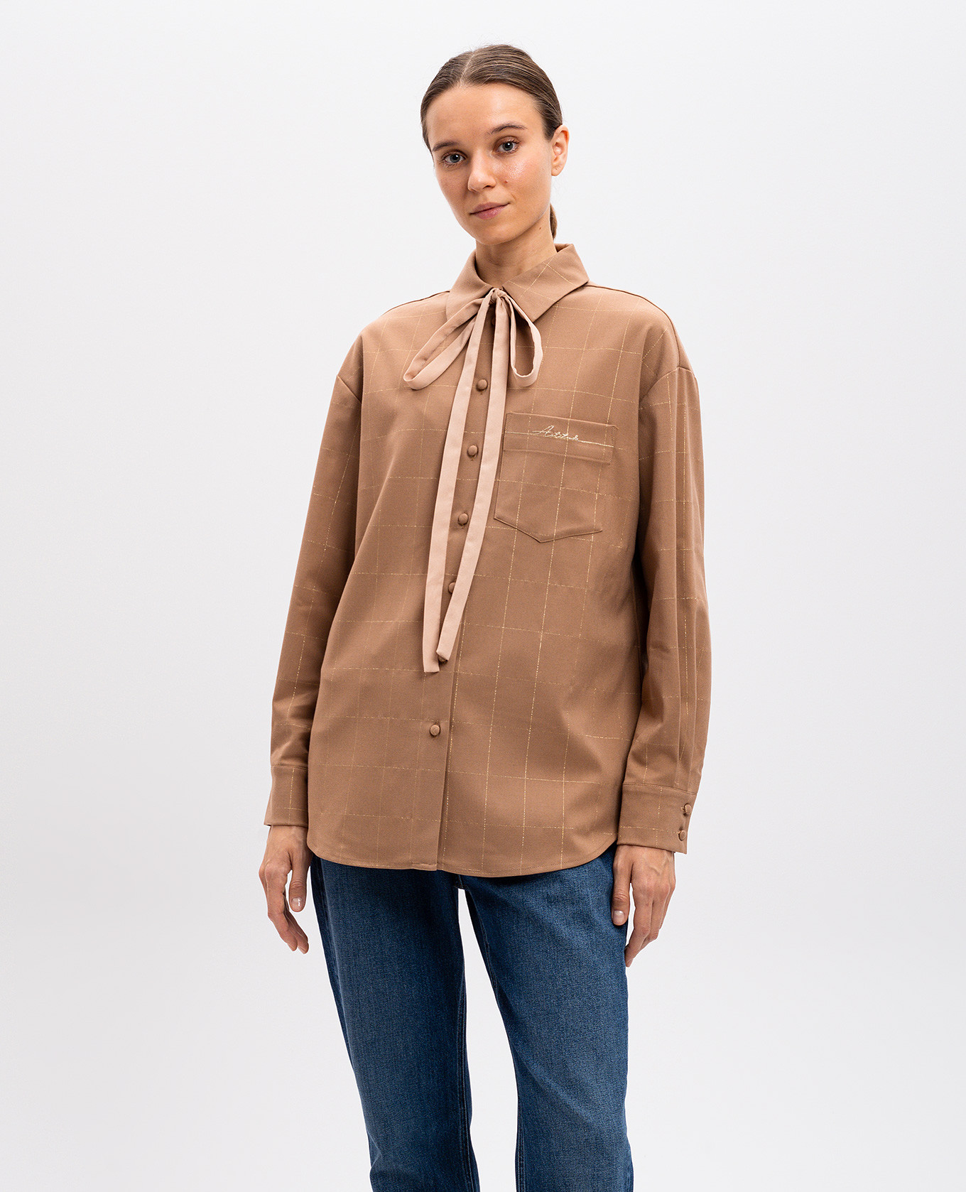 

Beige shirt with lurex check Twinset