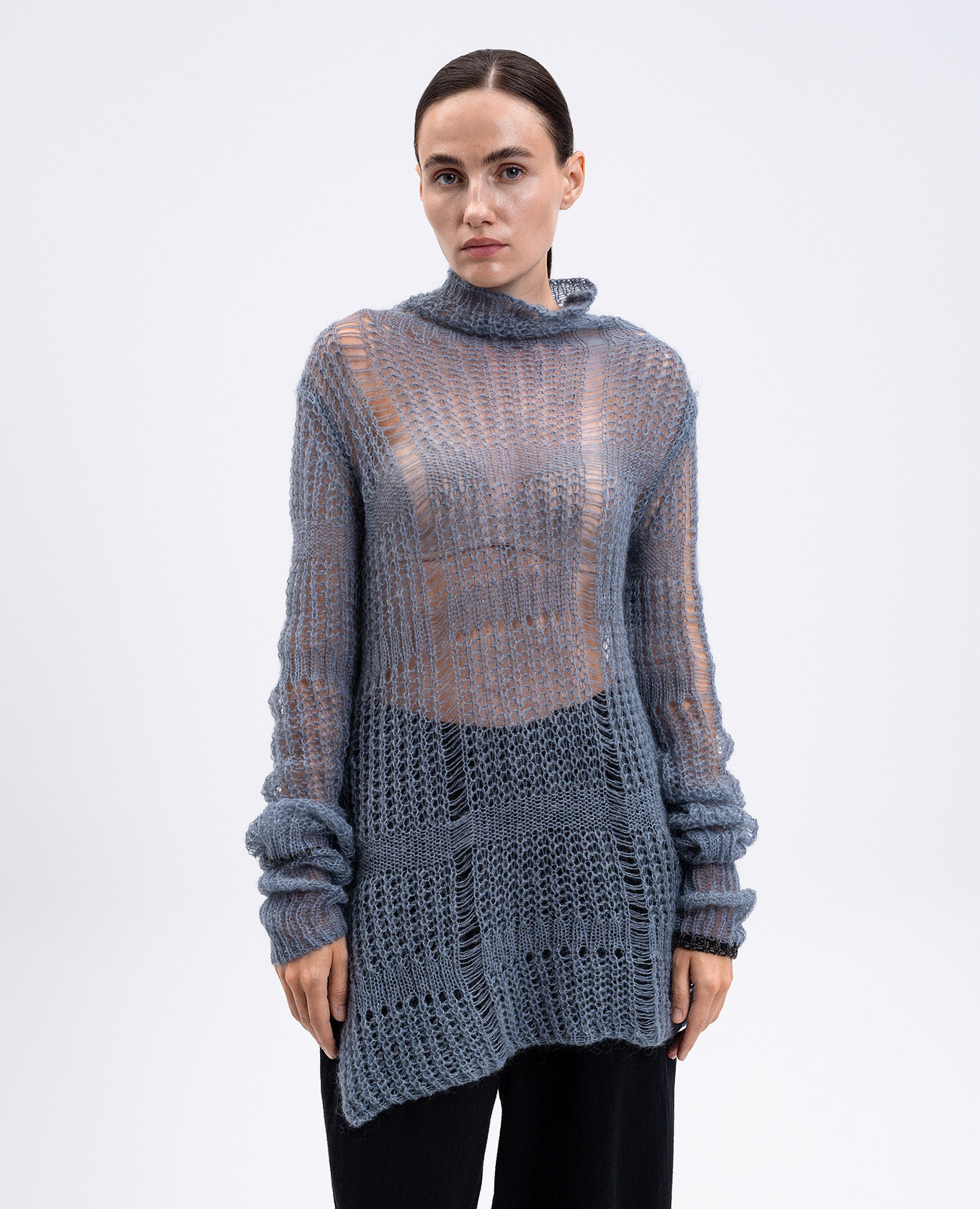 Blue openwork sweater with wool Y`S Yamamoto 3