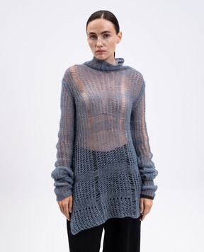 Y`S Yamamoto Blue openwork sweater with wool YMK05681
