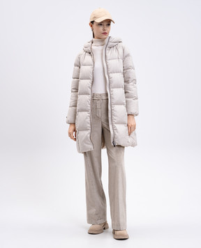 Peserico Beige down jacket with monil chain S24105D01945