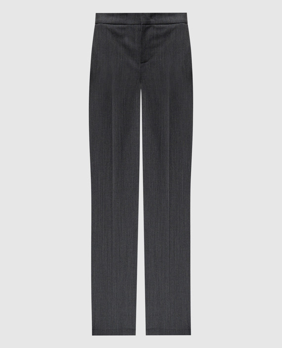 Gray wool trousers with metallic Oval T logo