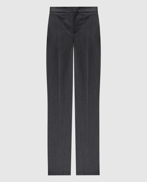 Twinset Gray wool trousers with metallic Oval T logo 242TT2125
