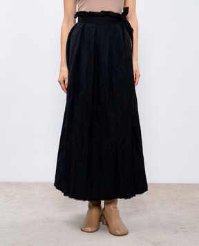Masnada Black maxi skirt with a smell of wool 7717