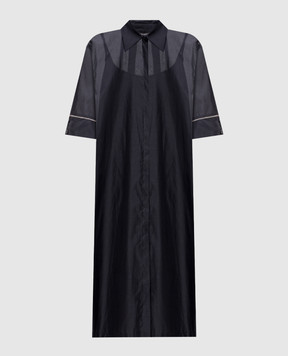 Peserico Gray shirt dress with linen E0610608372