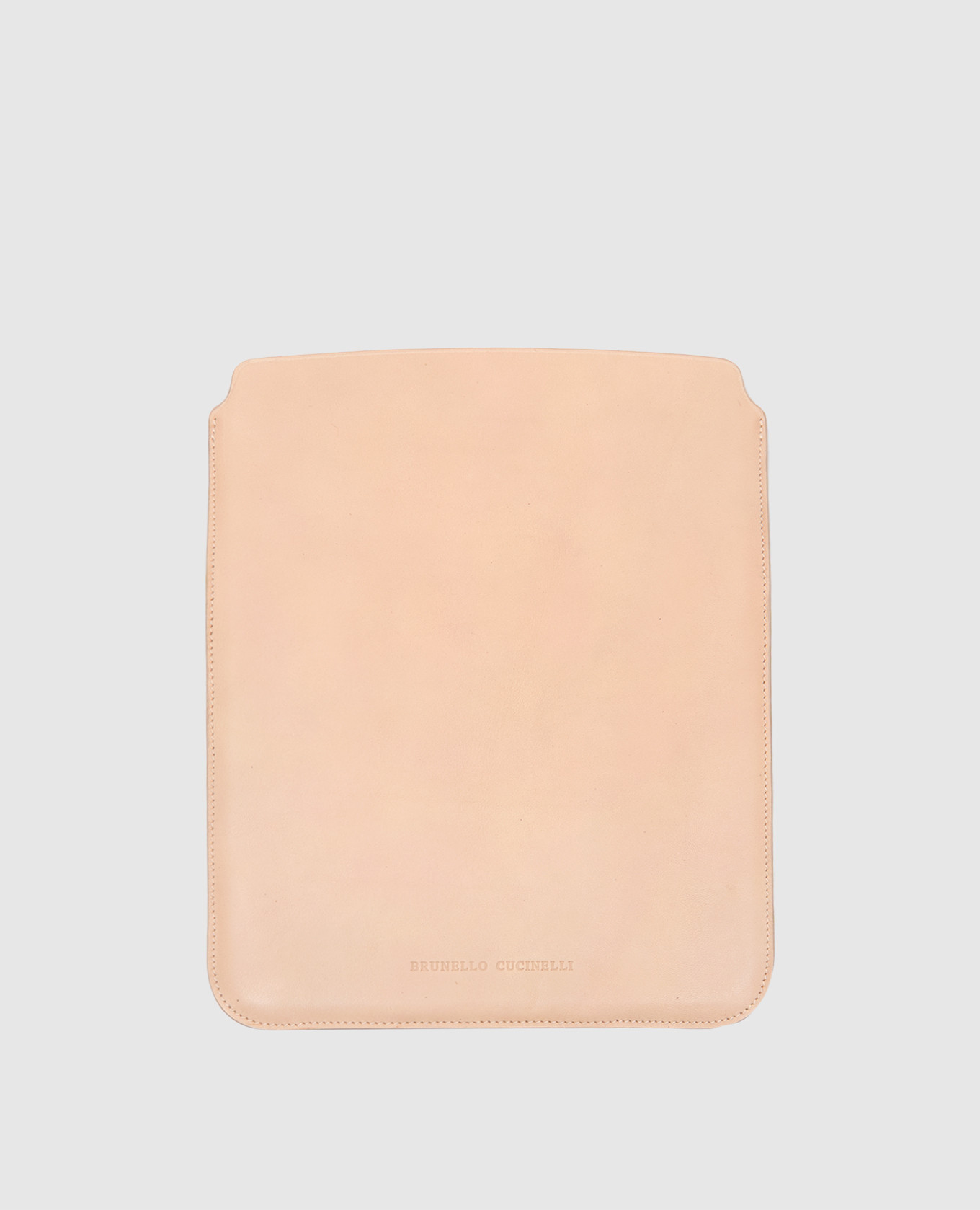 

Beige leather tablet case with logo Brunello Cucinelli