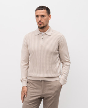 Stefano Ricci Beige cashmere and silk polo shirt K606394P30F25309