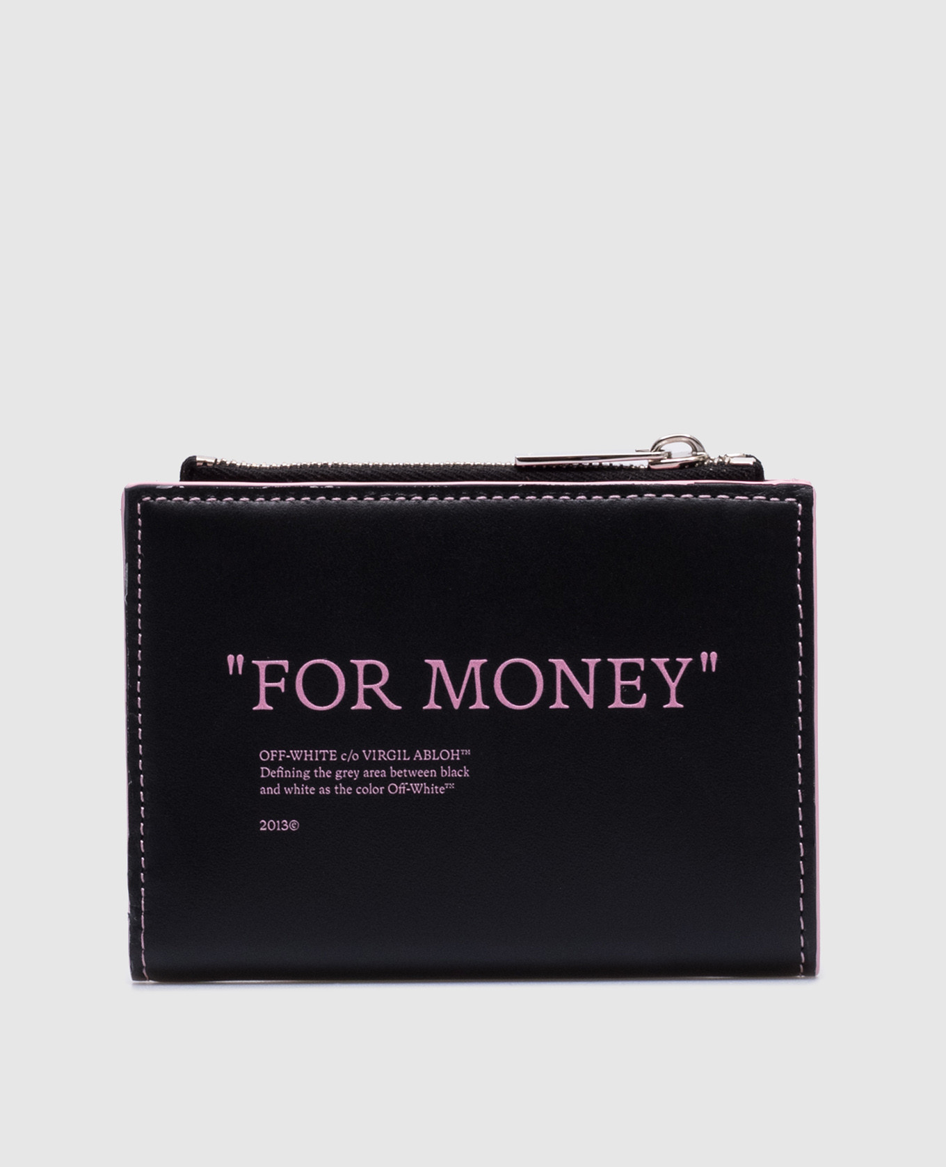 

Black leather purse with inscription Off-White