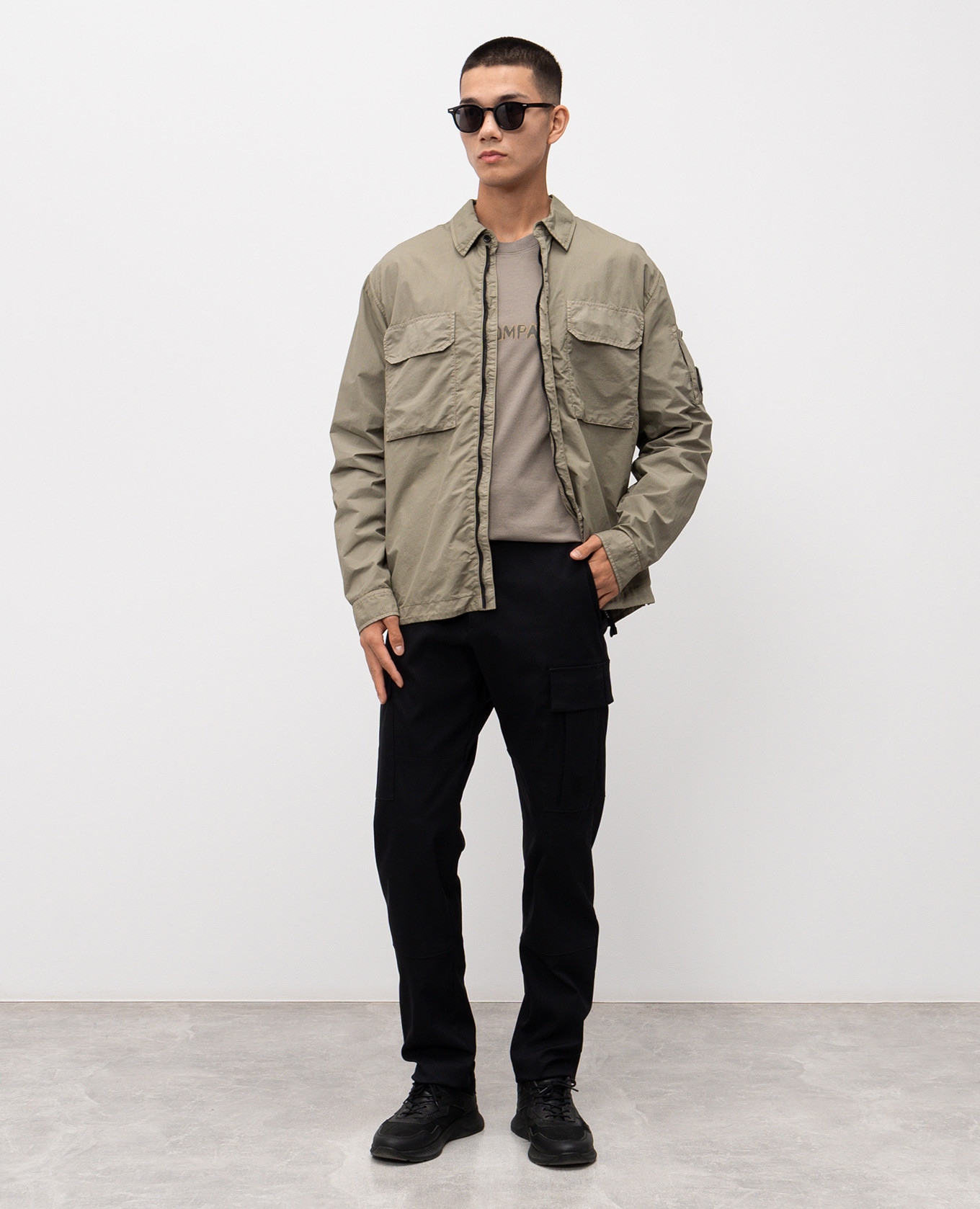 

Khaki T-shirt with logo print C.P. Company