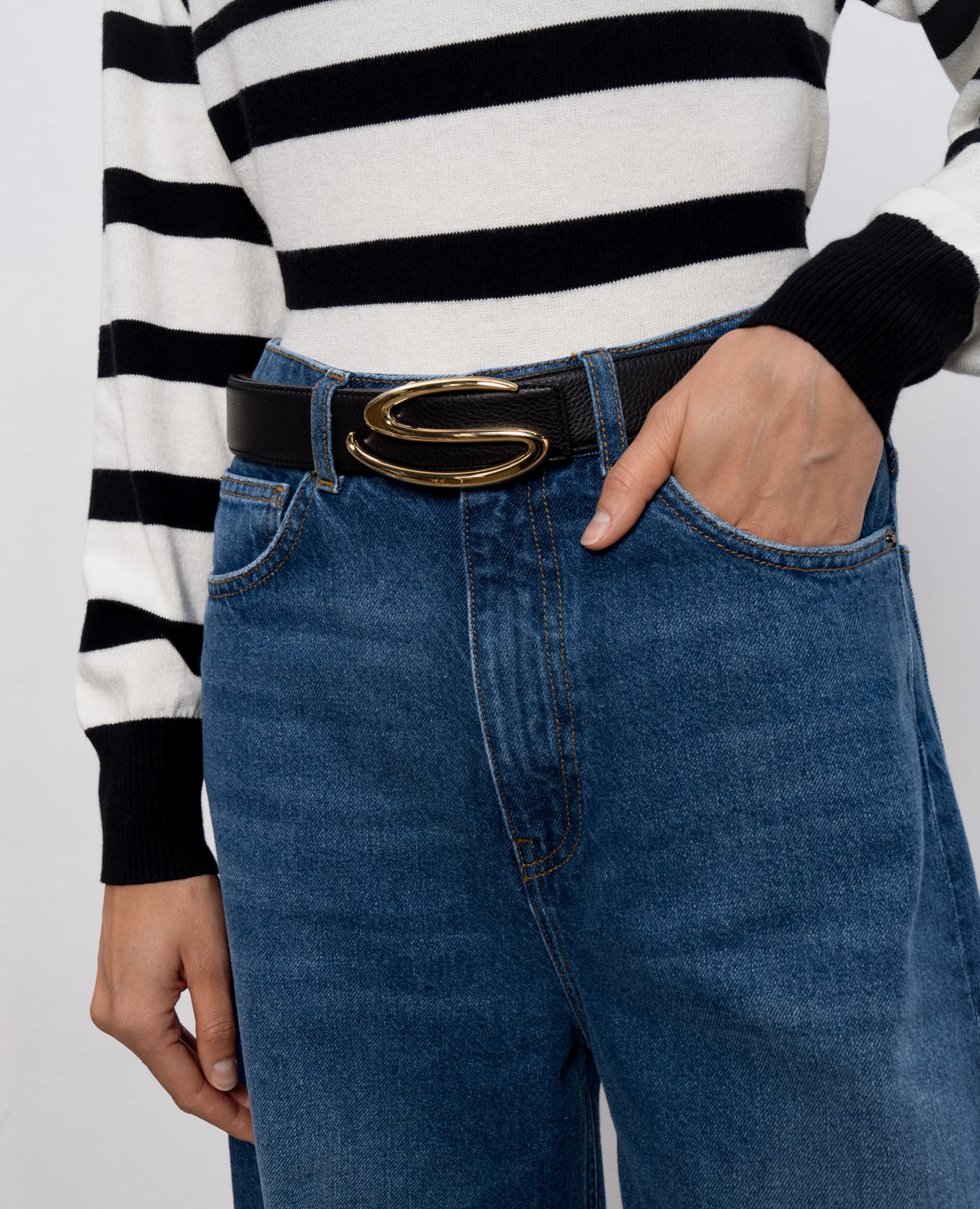 

Black leather belt with textured monogram logo Santoni