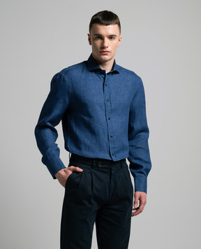 Brunello Cucinelli Blue patterned linen shirt MM6311718