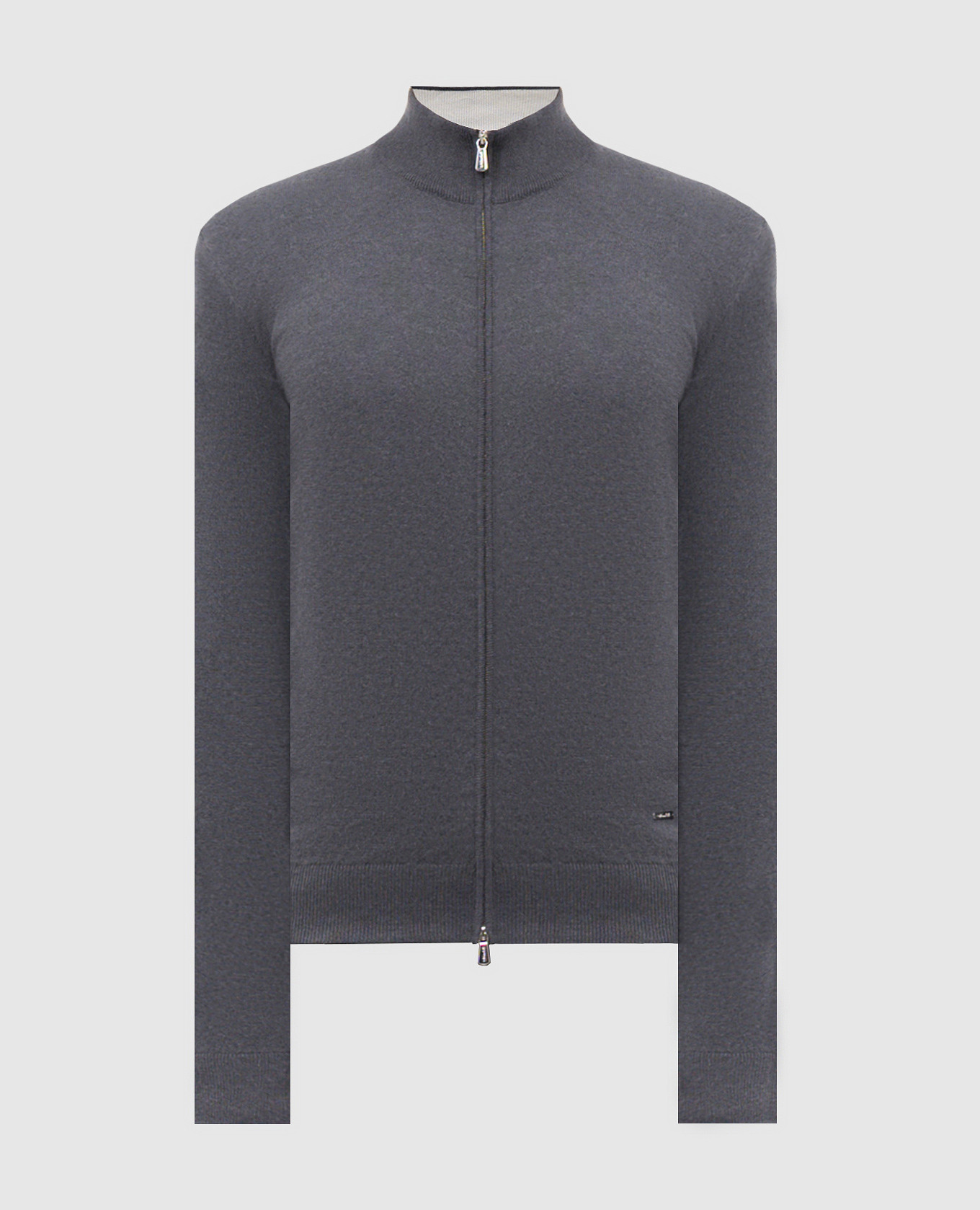 

Grey cashmere cardigan with logo Enrico Mandelli