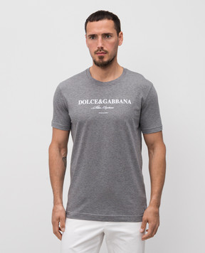 Dolce&Gabbana Grey T-shirt with logo print G8RN8TG7O9Y