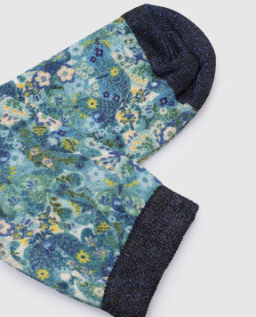 Momoni Blue socks with a floral pattern 255MMOSO001PK255MO52