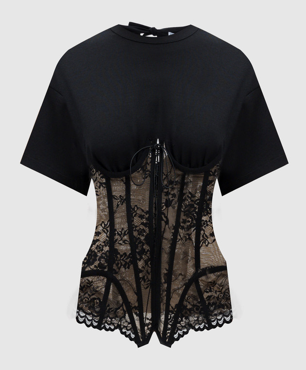 GIUSEPPE DI MORABITO ブラック コットン混 スカート Giuseppe Di Morabito Milano - Black top with sewn corset