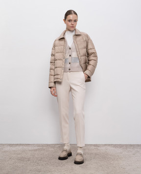 Peserico Beige striped wool, silk and cashmere cardigan A99368F129233B