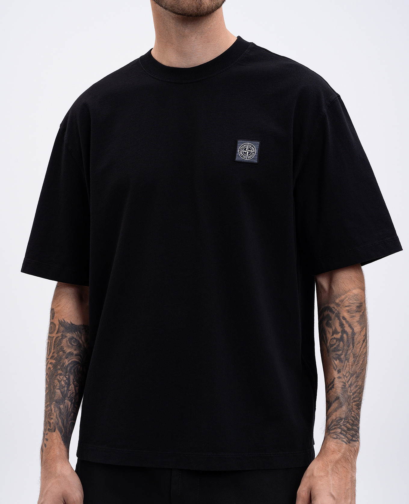 

Black T-shirt with logo patch Stone Island