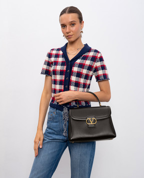 Valentino Black leather satchel bag with logo 7W2B0R87SRS