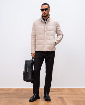Kiton Beige logo wool and cashmere jacket UW1878V0411F