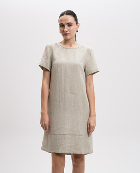 Peserico Green linen dress with monil chain S0218202629