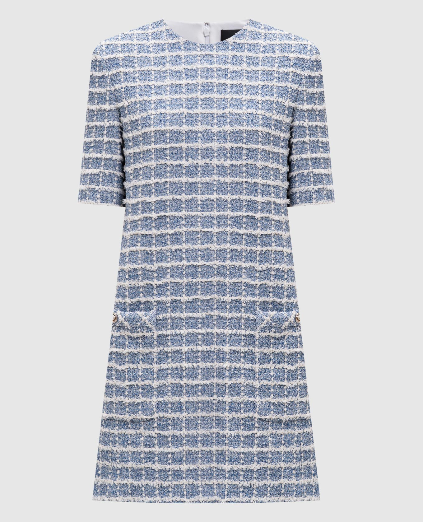 

Blue tweed check dress Versace, Light blue