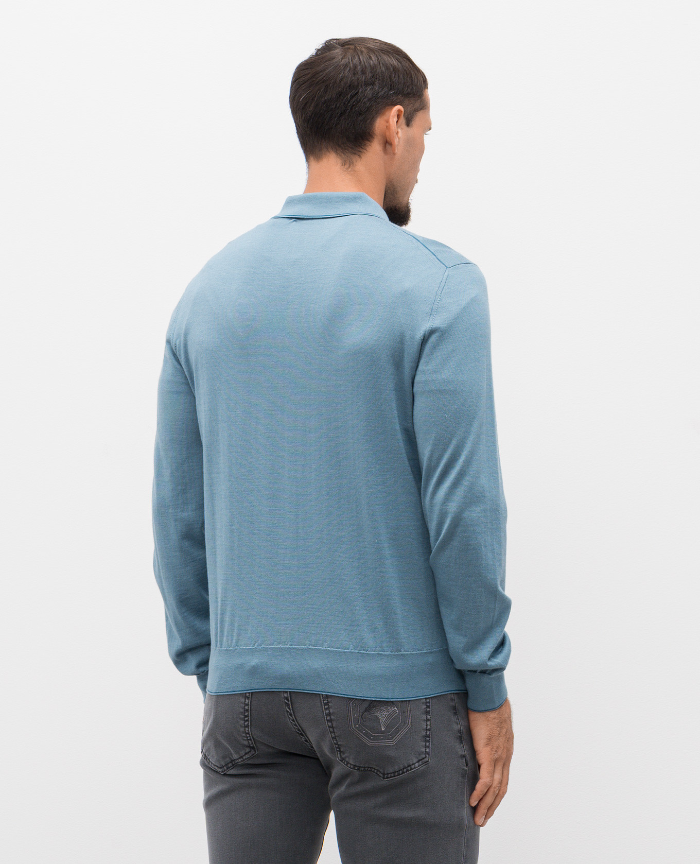 

Blue polo shirt made of wool, silk and cashmere Stefano Ricci, Light blue