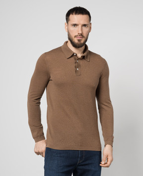 Cashmere&Whiskey Brown wool polo shirt MU7622318465RI