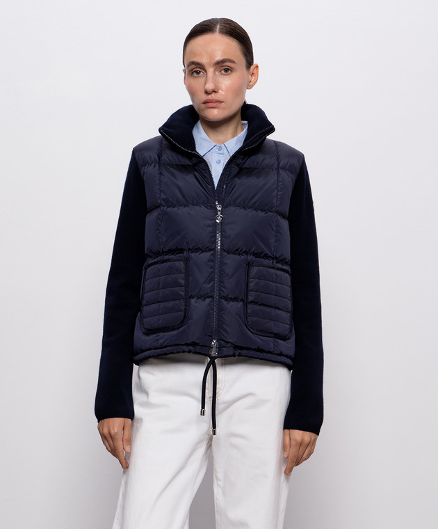 ジャケット MONCLER K20939B00053.M1131 Jackets Moncler - Blue down jacket with wool K20939B00053M1131