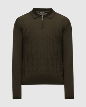 Stefano Ricci Green cashmere and silk polo shirt with logo K808096P30F25374