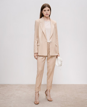Peserico Beige silk top with monil chain A0890307325