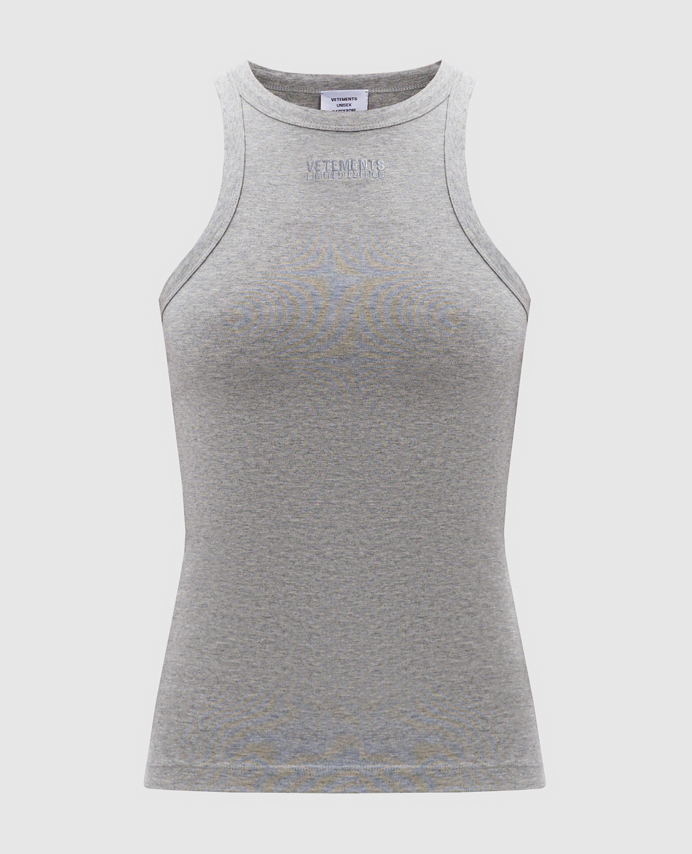 Gray melange top with logo embroidery Vetements