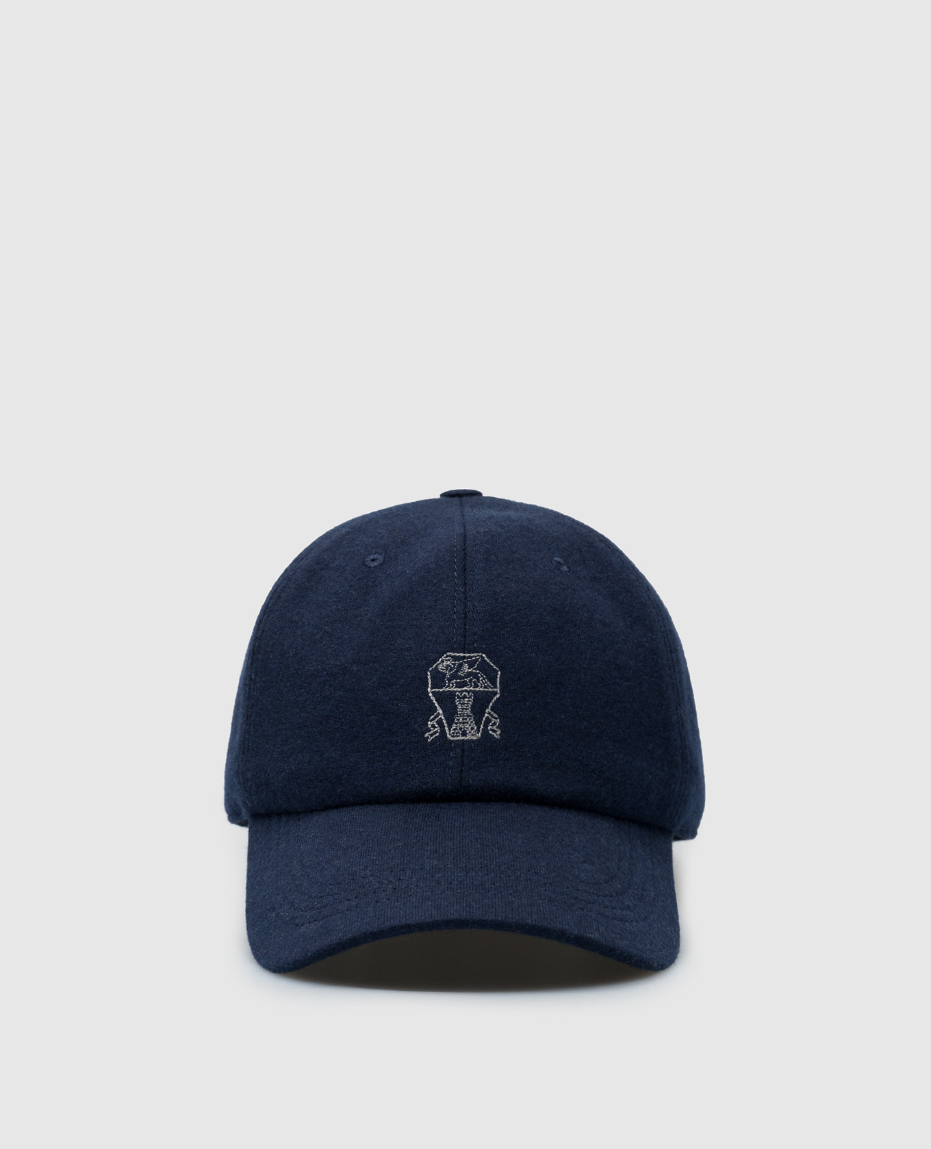 

Blue cashmere cap with logo emblem embroidery Brunello Cucinelli