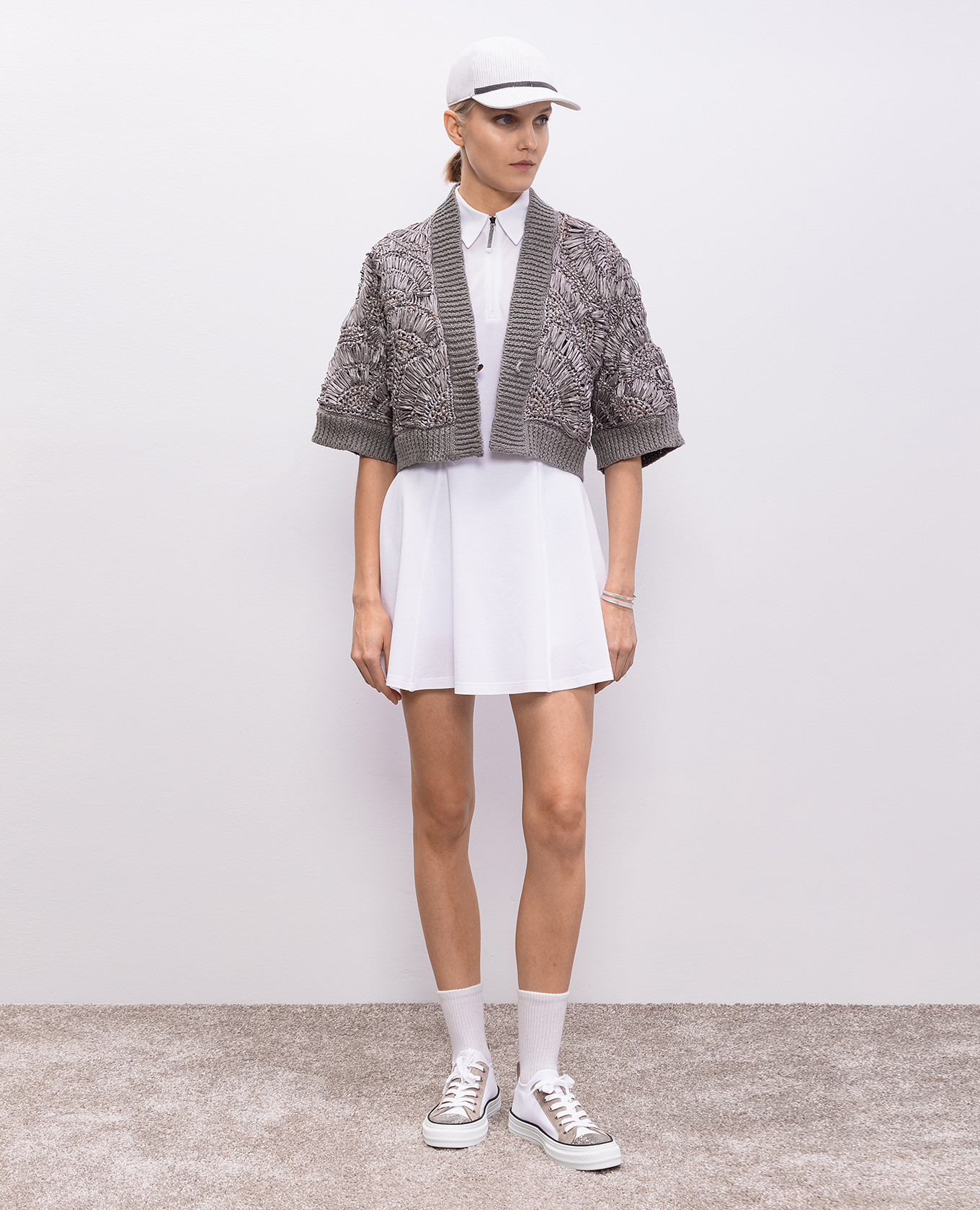 

White mini dress with Tennis embroidery Brunello Cucinelli