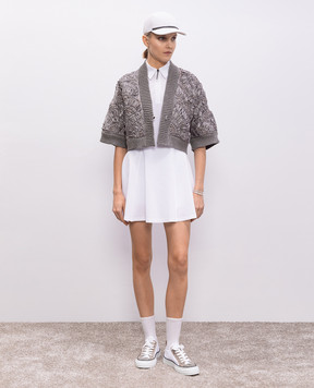 Brunello Cucinelli Gray cropped cardigan with braiding MCU612006