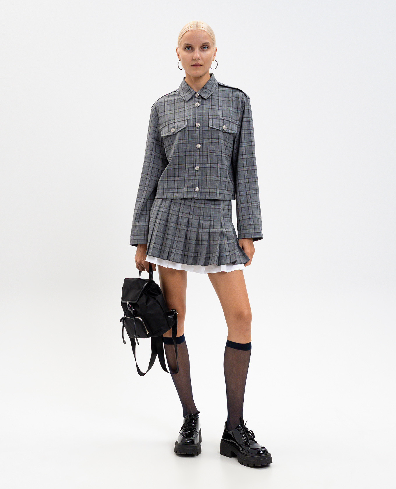 

Gray wool check shirt Juun.j, Grey