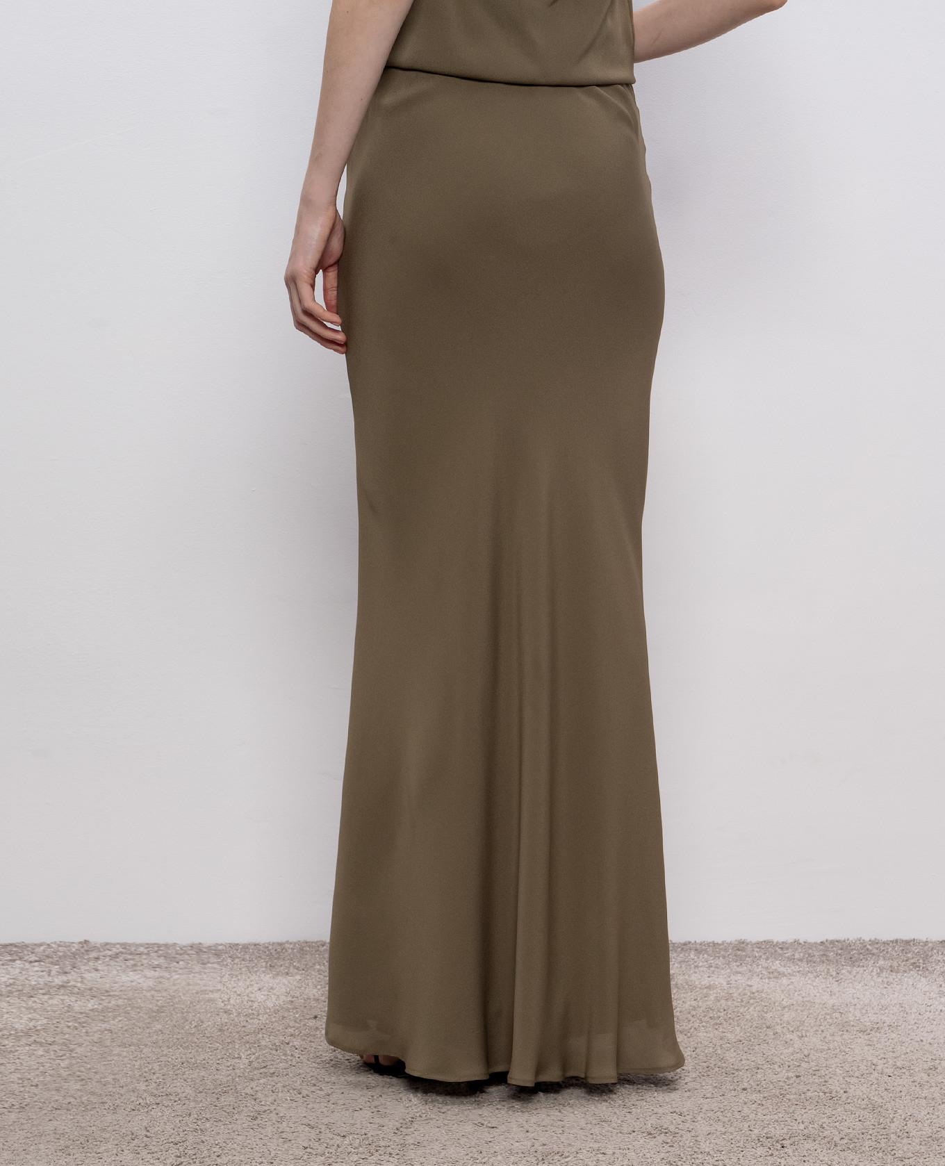 Khaki silk maxi skirt Jacob Lee 4