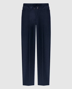 Bertolo Cashmere Blue wool and cashmere pants 000290001391