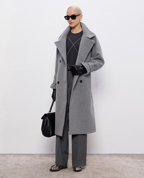 Peserico Gray double-breasted coat with wool and cashmere S20176Z00A03195