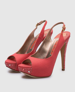 Gina Red sandals with crystals 4255ВЛ13