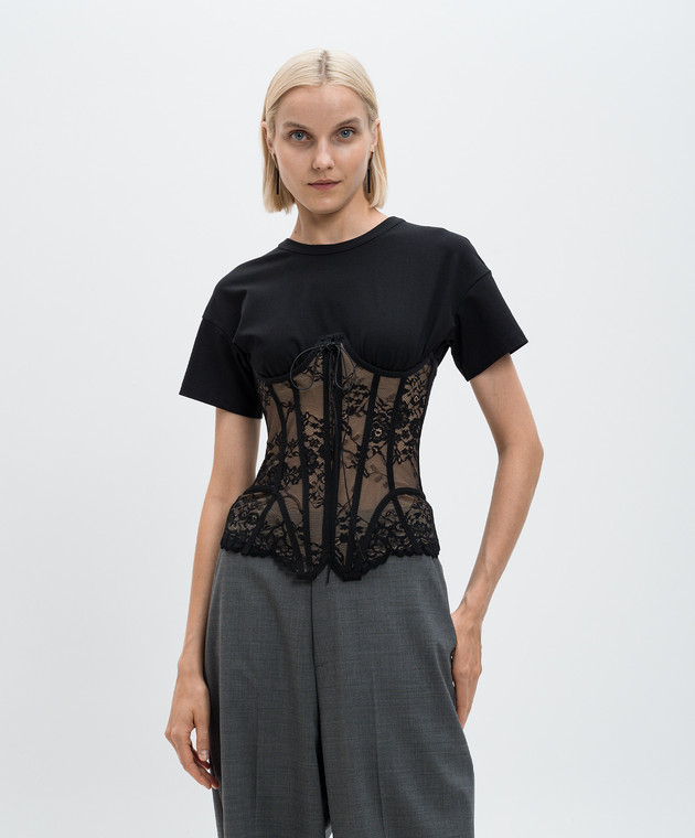 GIUSEPPE DI MORABITO ブラック コットン混 スカート Giuseppe Di Morabito Milano - Black top with sewn corset