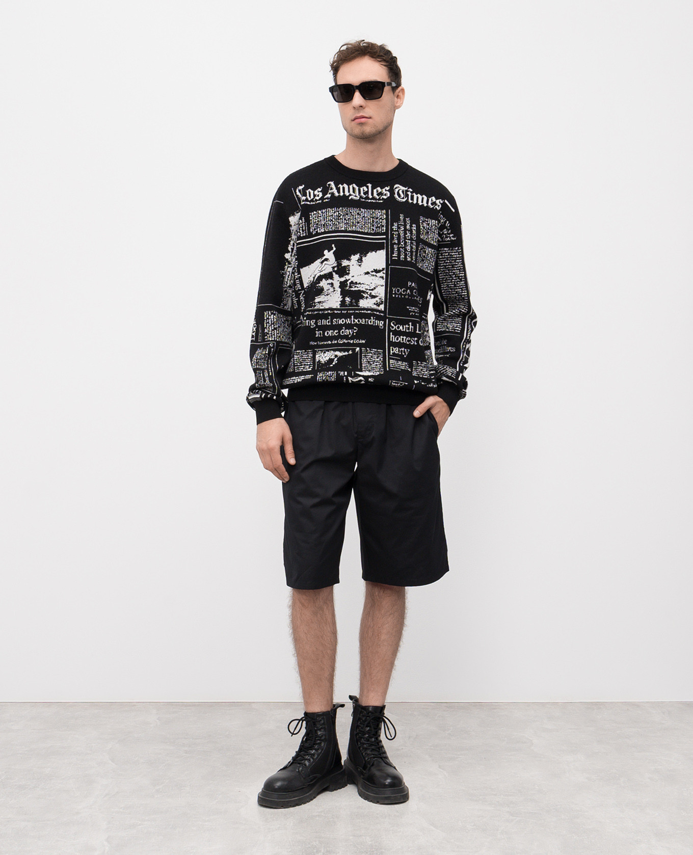Black wool sweater with a pattern Palm Angels 2