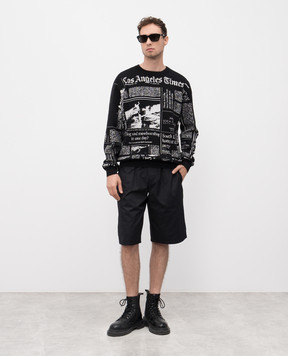 Palm Angels Black wool sweater with a pattern PMHE058F25KNI001