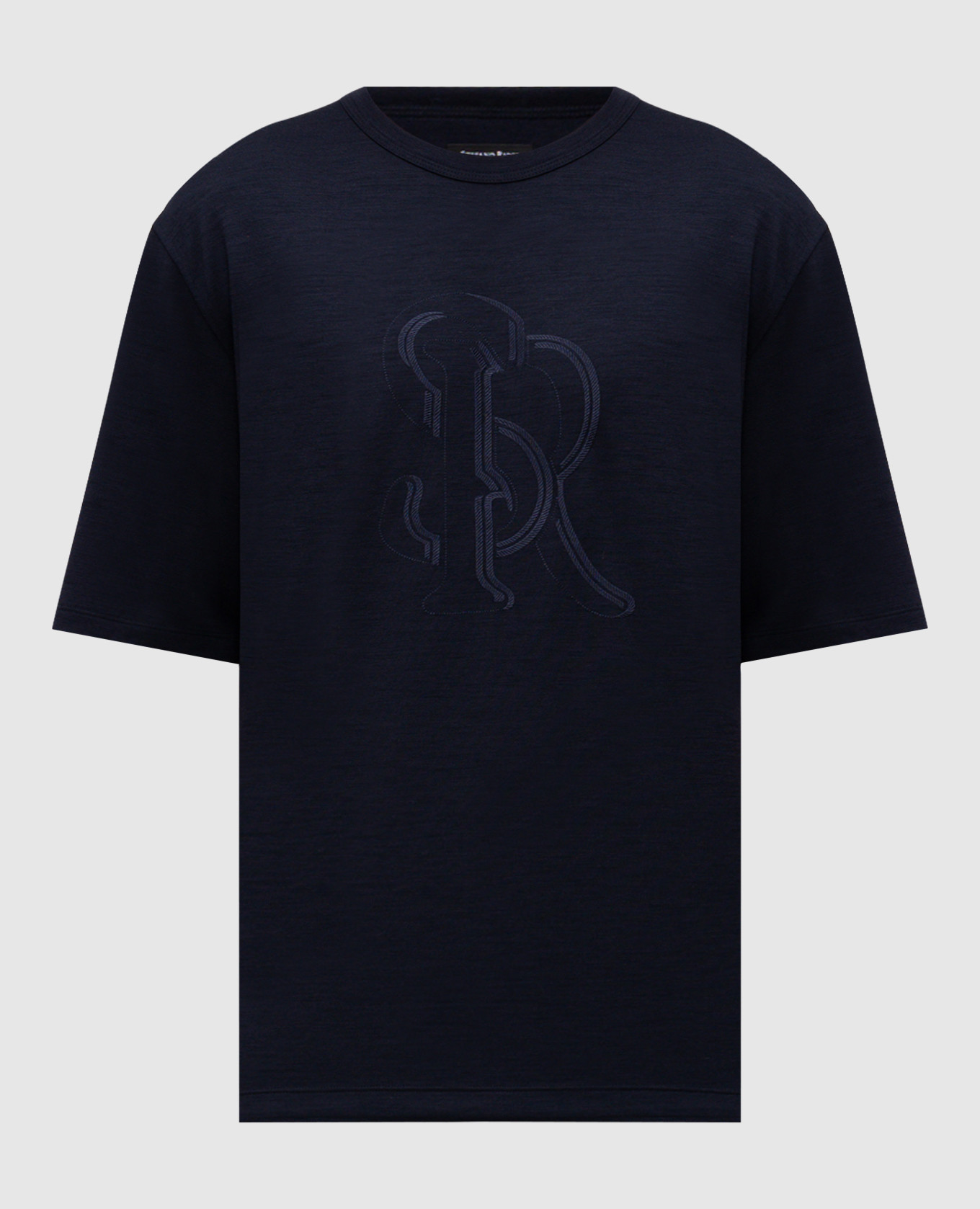 Blue T-shirt with embroidered logo Stefano Ricci
