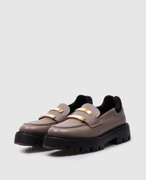 N21 Beige leather loafers with logo 23ISP04480448