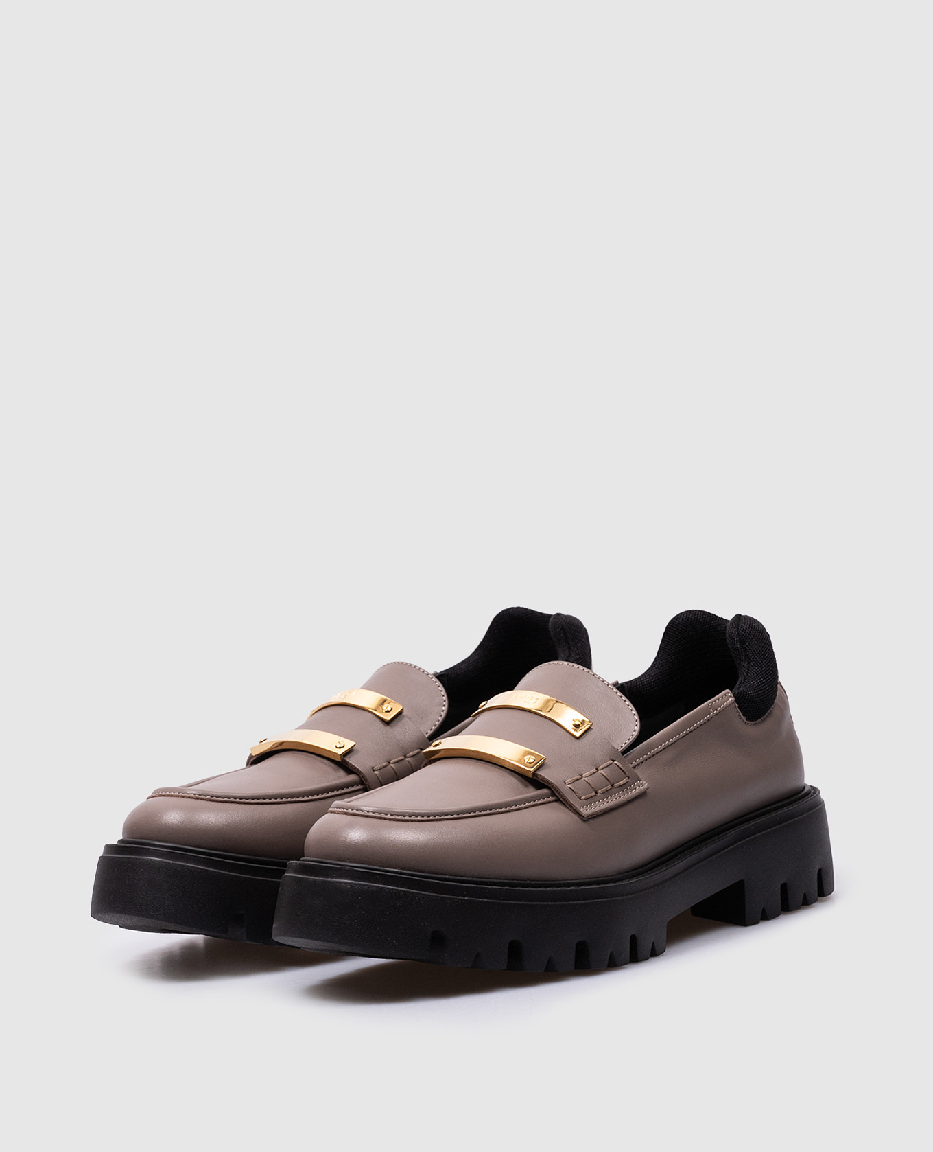 Beige leather loafers with logo N21 2