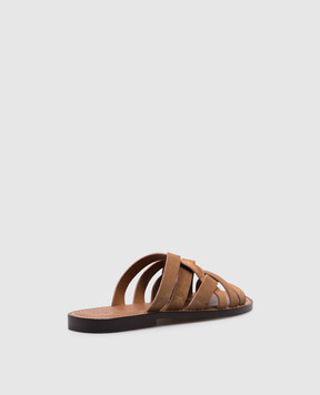 Brunello Cucinelli Brown suede flip-flops MPUSILM326