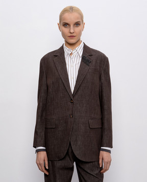 Brunello Cucinelli Brown jacket with brooch MB1257390P