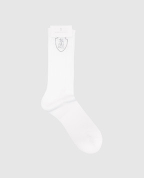 Brunello Cucinelli Children's white socks with logo emblem BCS923TC