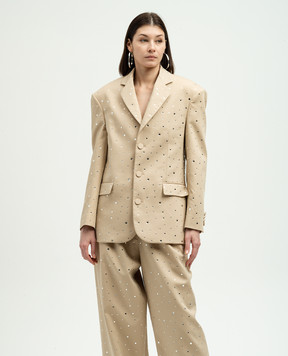 Giuseppe Di Morabito Milano Beige jacket with crystals 02SSJA072FM02237