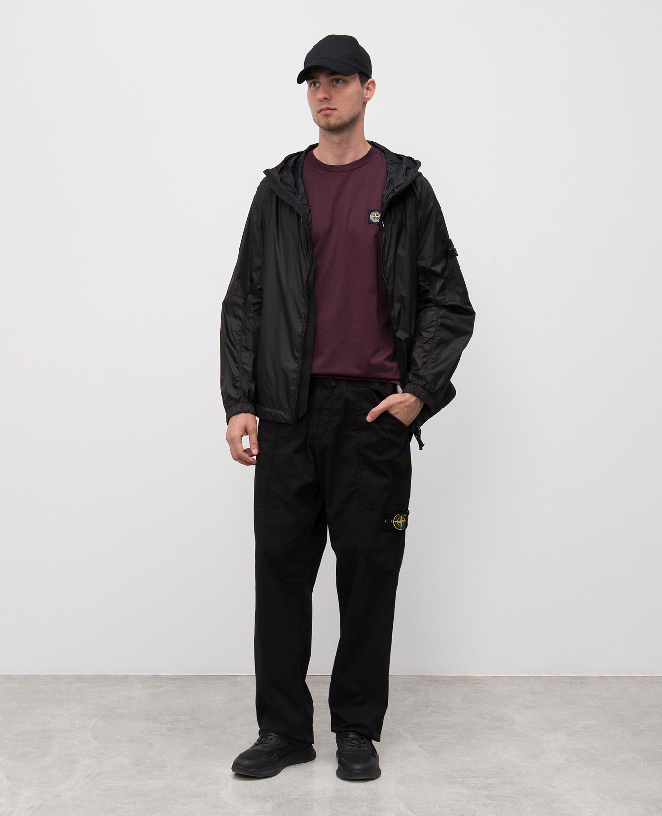 

Black windbreaker with logo Stone Island
